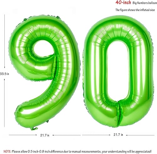 Miniatura 6 de 40 pulgadas verde números grandes decoraciones de fiesta de cumpleaños de helio papel de aluminio Mylar globo número grande digital 0