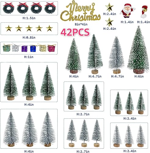 Miniatura 6 de MTKZKAF Árbol de Navidad en miniatura, árboles de pueblo de Navidad, cepillo de botella de Navidad, árbol de Navidad artificial de mesa, árbol de