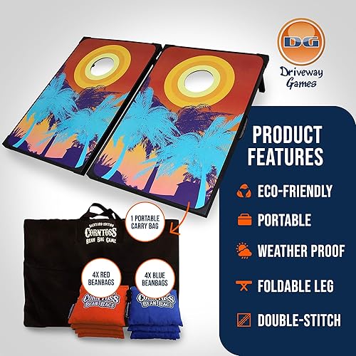 Miniatura 2 de Driveway Games Cornhole Set Tableros y pufs de maíz para puerta trasera