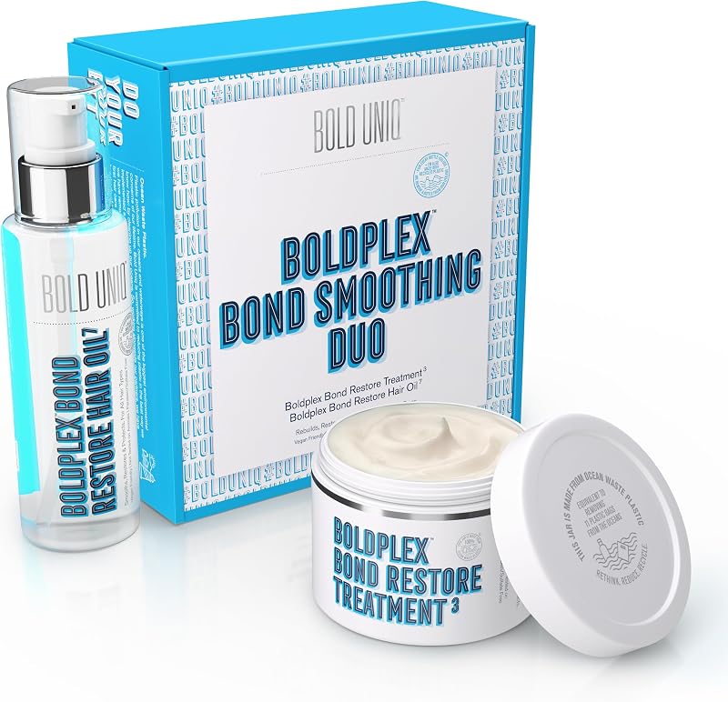 Boldplex 3 & 7 Bond Restore Protein Treatment & Oil Duo for Dry & Damaged Hair - Hydrating Formula for Curly, Colored, Frizzy, Broken or Bleached Types. Cruelty-Free & 100% Vegan