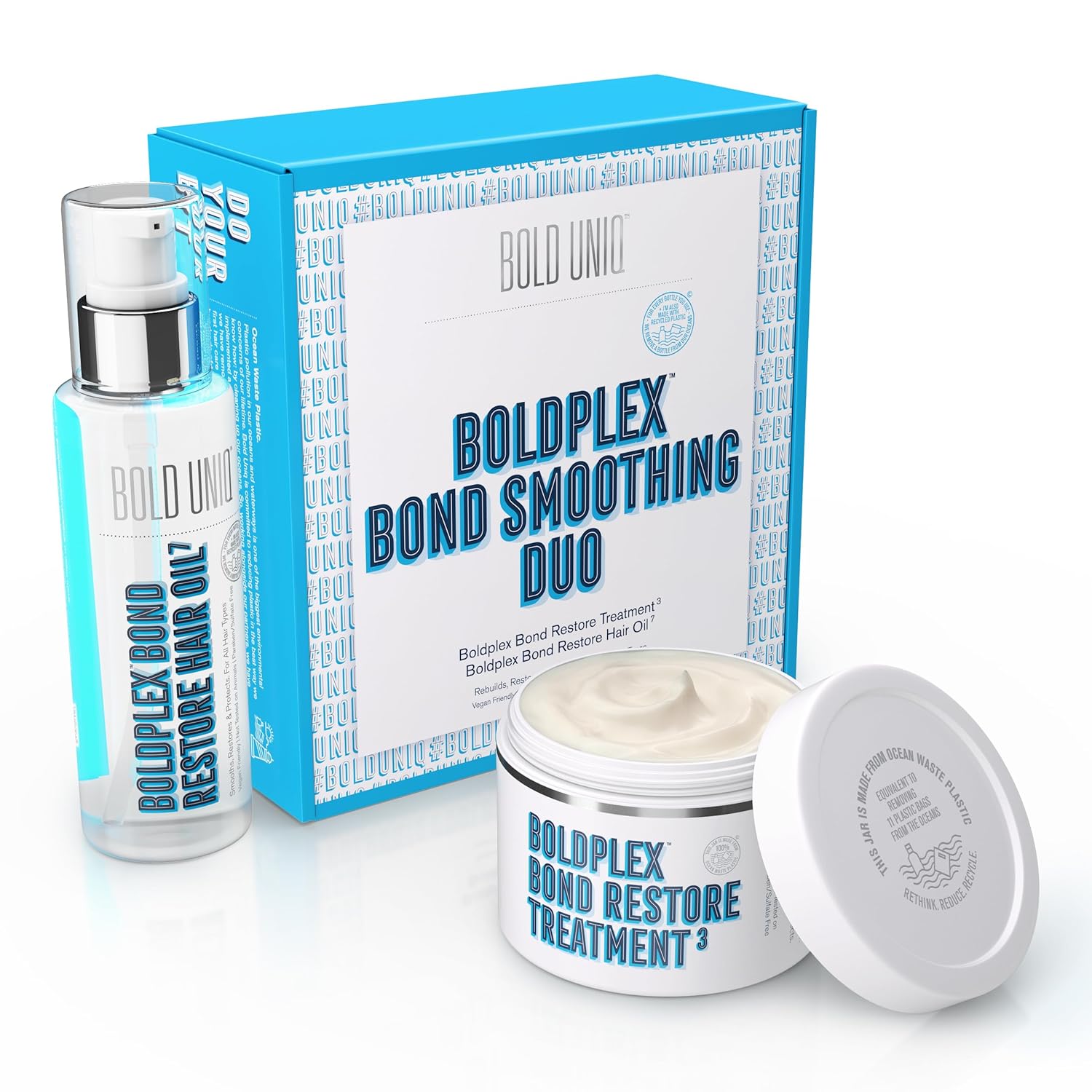 Boldplex 3 & 7 Bond Restore Hair Protein Treatment & Hair Oil Duo For Dry & Damaged Hair – Hydrating Formula for Curly, Dry, Colored, Frizzy, Broken or Bleached Hair Types. Cruelty-free & 100% Vegan.