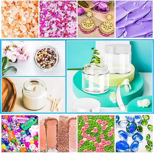 Miniatura 98 de MotBach Paquete de 3 tarros de vidrio de 16 onzas con tapas, recipientes redondos de vidrio transparente de 16.2 fl oz, tarros de maquillaje, tarro