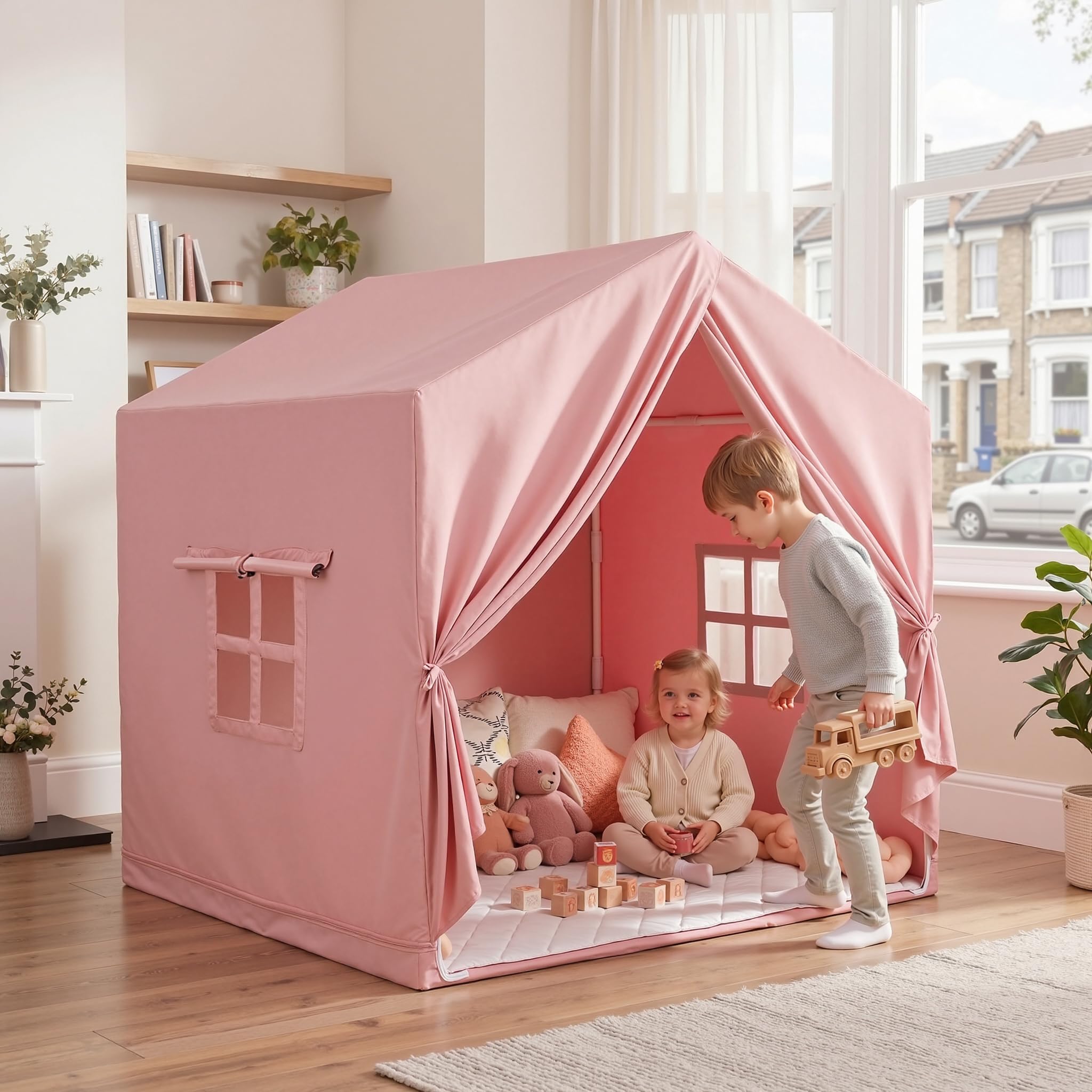 Kinderzelt für Spielzelt Kinder Indoor: Rosa Zelt Kinder Kinderzimmer - Spielzelte mit Fenster - Zelt für KindGeschenk für Mädchen und Jungen (Rosa)