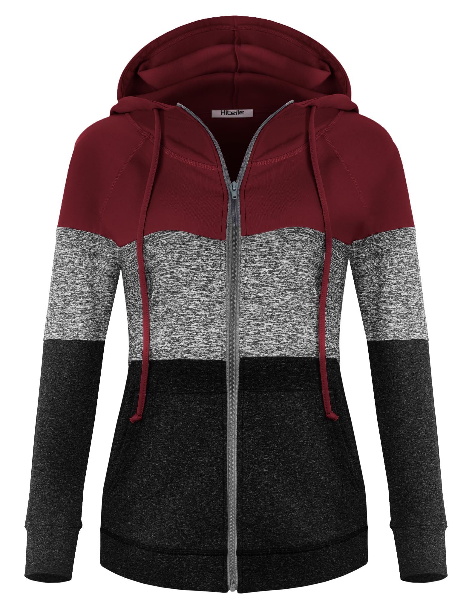 Hibelle Women's Full-Zip Fleece Lined Hoodie Sports Sweatshirts with Handy Pockets & Inside Pocket