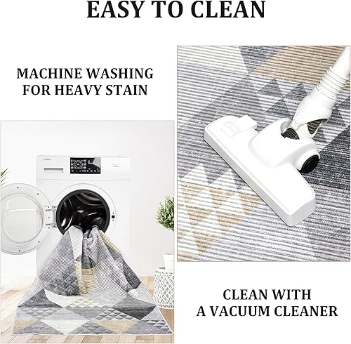 Miniatura 5 de GlowSol Alfombras de área modernas geométricas lavables de 4 x 6, para sala de estar, antideslizantes, para dormitorio, comedor, suave, de pelo