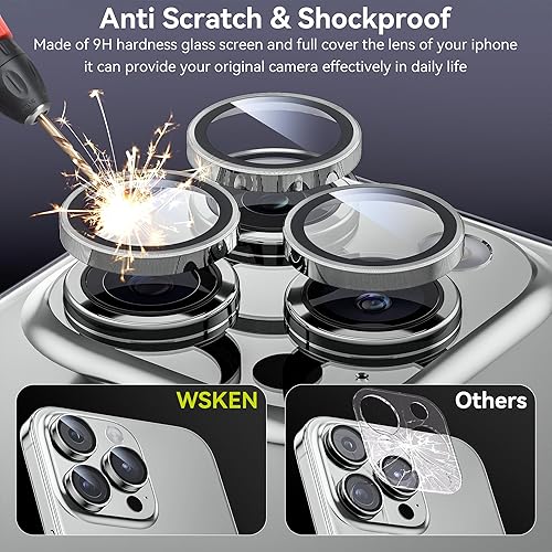 Miniatura 3 de WSKEN Protector de lente de cámara para iPhone 15 ProiPhone 15 Pro Max, Mantén el disparo original Protector de pantalla de cámara de vidrio
