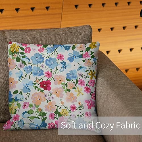 Miniatura 7 de Berkin Arts Fundas de almohada cuadradas decorativas para casa de campo, diseñadas con flores modernas, hechas de mezcla de poliéster, paquete de 2,