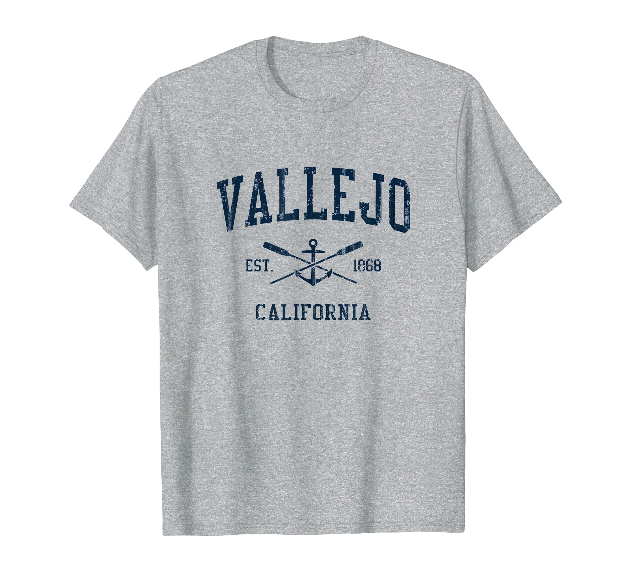 Vallejo California Sailing T-Shirts & TeesVallejo CA Vintage Navy Crossed Oars & Boat Anchor T-Shirt