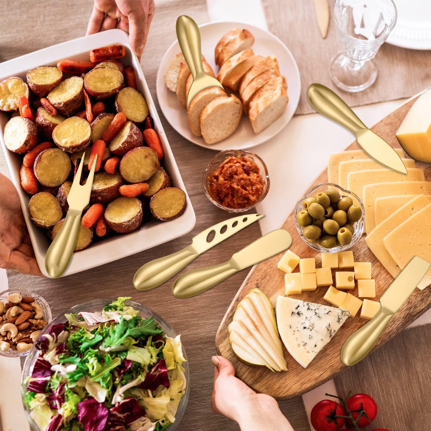 Silverware Flatware Set, 18-piece Stainless Steel Dessert Knife And Fork Cheese Knife Set Bread Slicer Butter Knife Cheese Knife(Silver)