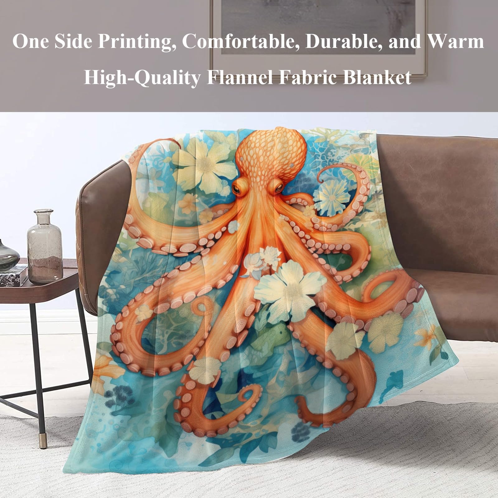 Naniopick Octopus Blanket -340 GSM Ocean Animal Flannel Blanket for Teens -50