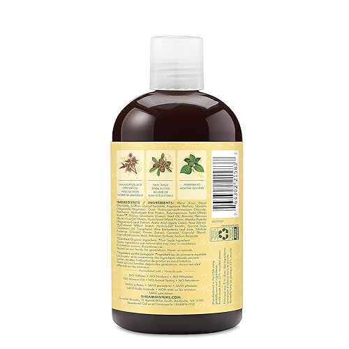 Miniatura 2 de SheaMoisture Champú para cabello dañado fortalece y restaura el aceite de ricino negro jamaicano 100 puro limpia y nutre 13 onzas