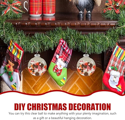 Miniatura 9 de HOMSFOU Bolas de adorno de plástico, bola plana transparente, adornos de Navidad, adornos colgantes rellenables de plástico, bola de globos de disco