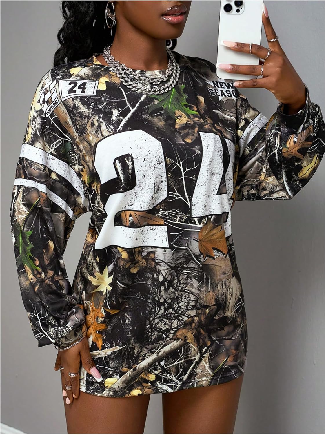 Women's Camo Jersey Shirts Oversized Tshirts Number Graphic Tees Y2k Long Sleeve Y2K Sports Streetwear - Image 4