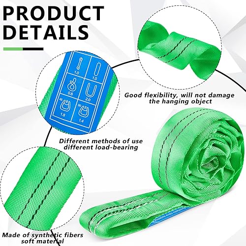 Miniatura 3 de Fabbay 4 eslingas redondas de poliéster resistente de 4 pies, correas de elevación redondas para elevación, remolque, mudanza, muebles, equipo de