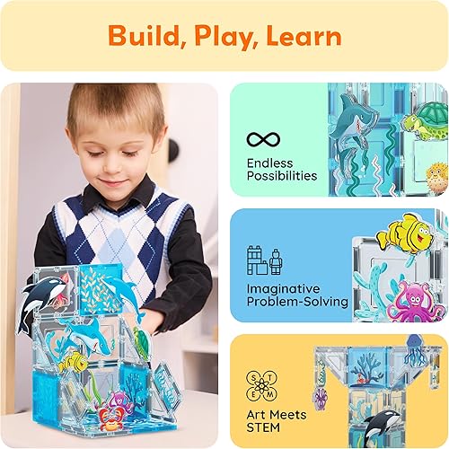 Miniatura 66 de PicassoTiles Juego de 8 piezas de bloques de construcción magnéticos de Metro City con figuras de acción magnetizadas compatibles con kits de 8pc