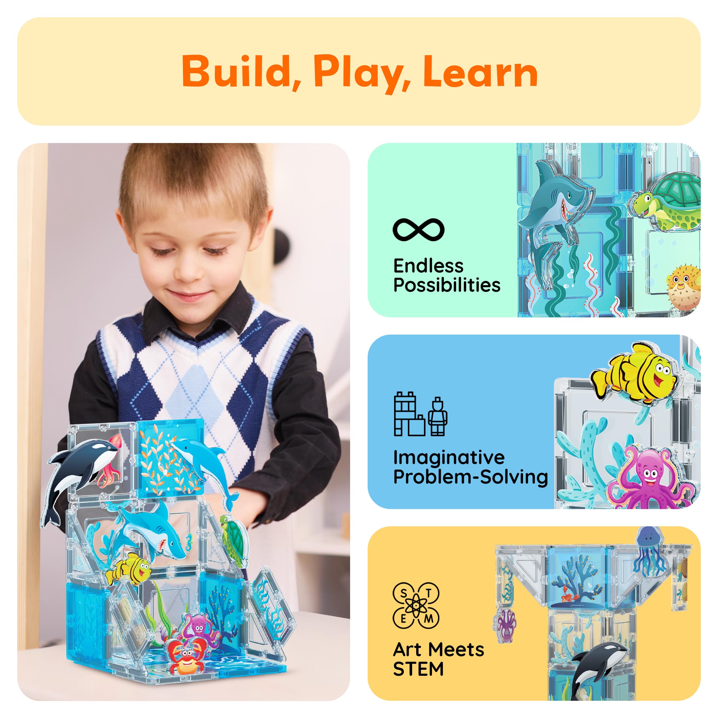 Amazon.com: PicassoTiles Magnet Tile Building Blocks 8 Marine