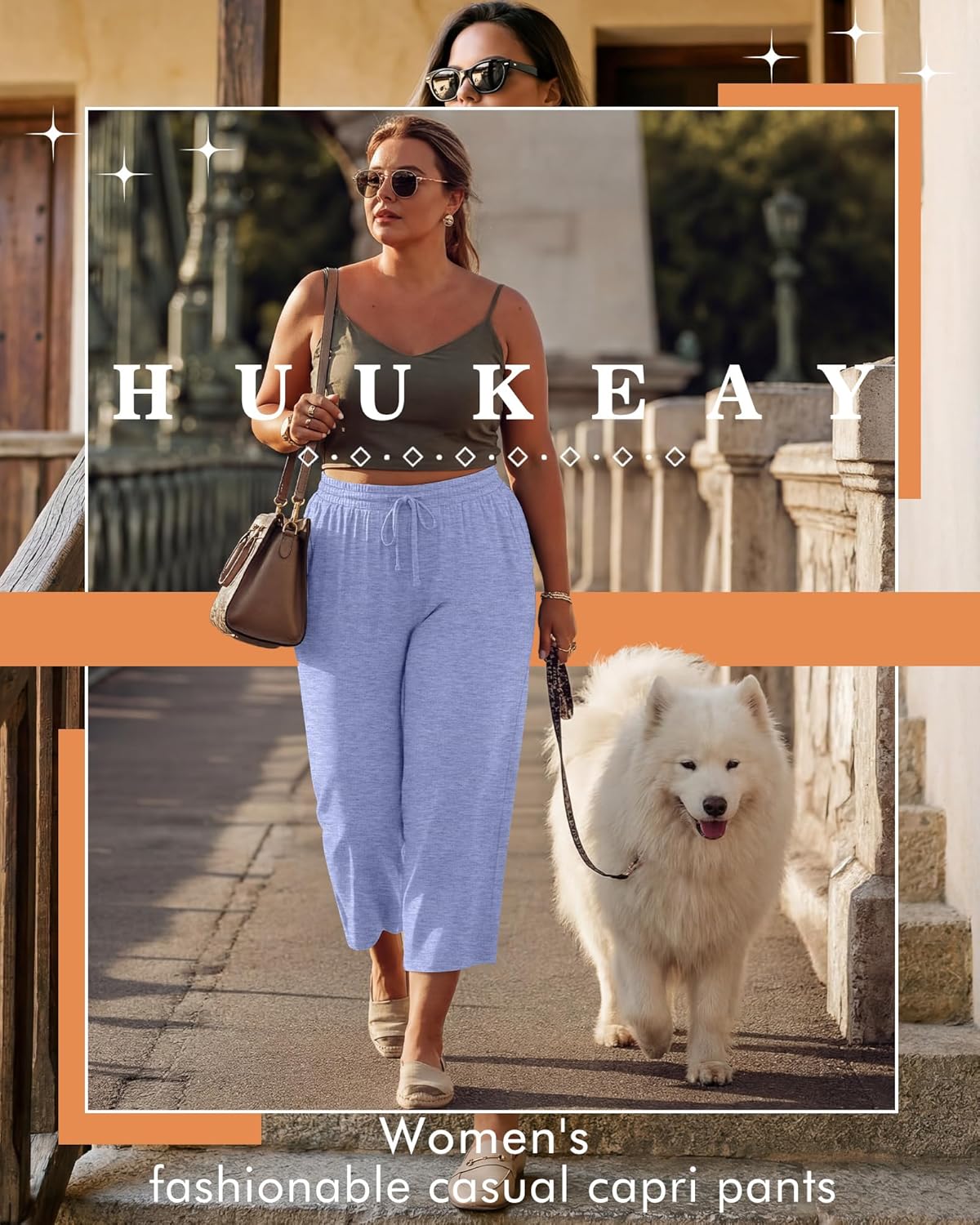 Huukeay 3 Pack Women's Plus Size Capris Wide Leg Yoga Capri Sweatpants Drawstring Loose Fit Summer Cropped Pants with Pockets - Image 5