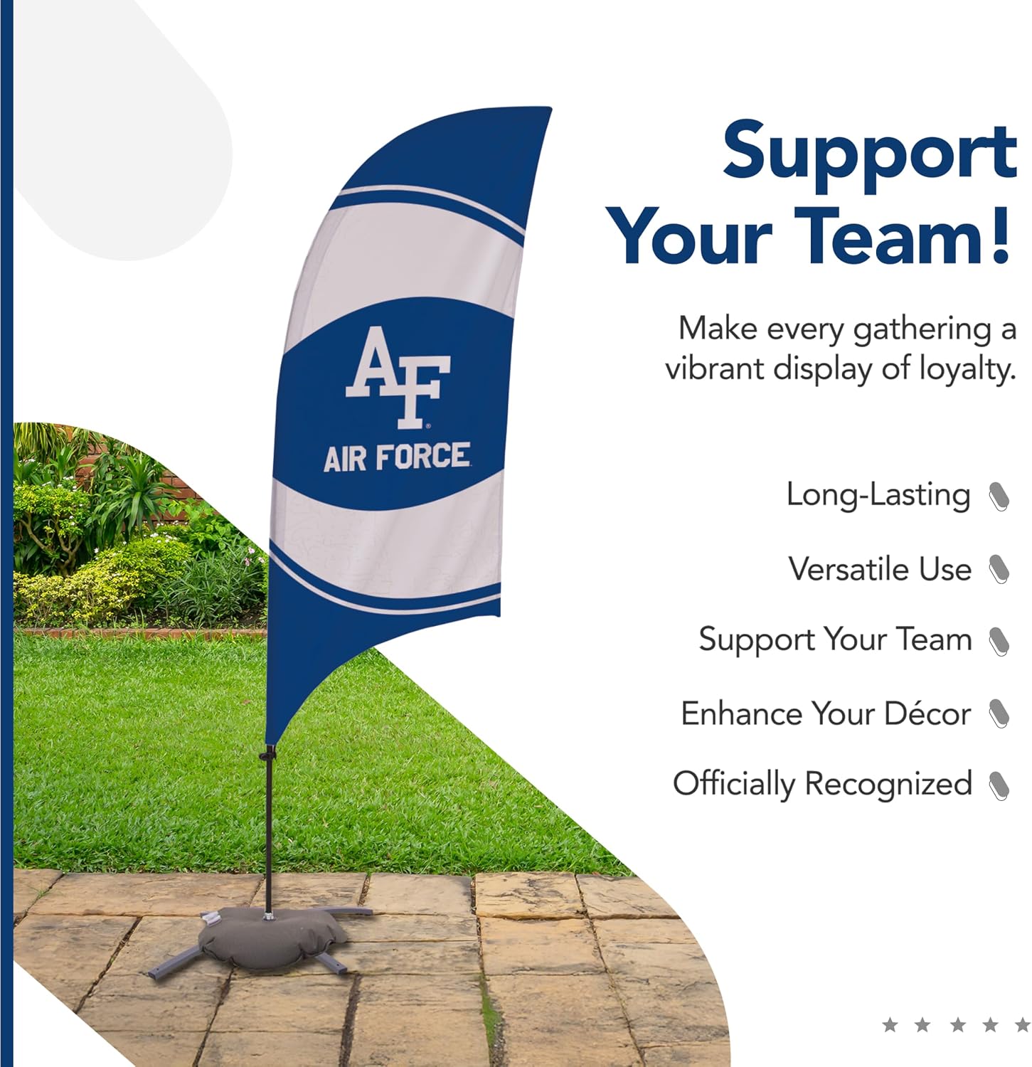 Air Force Falcons College Sports Printed Feather Flag - NCAA Licensed - Super Polyester - School Banner (Blue) (7.5' Cross Base)