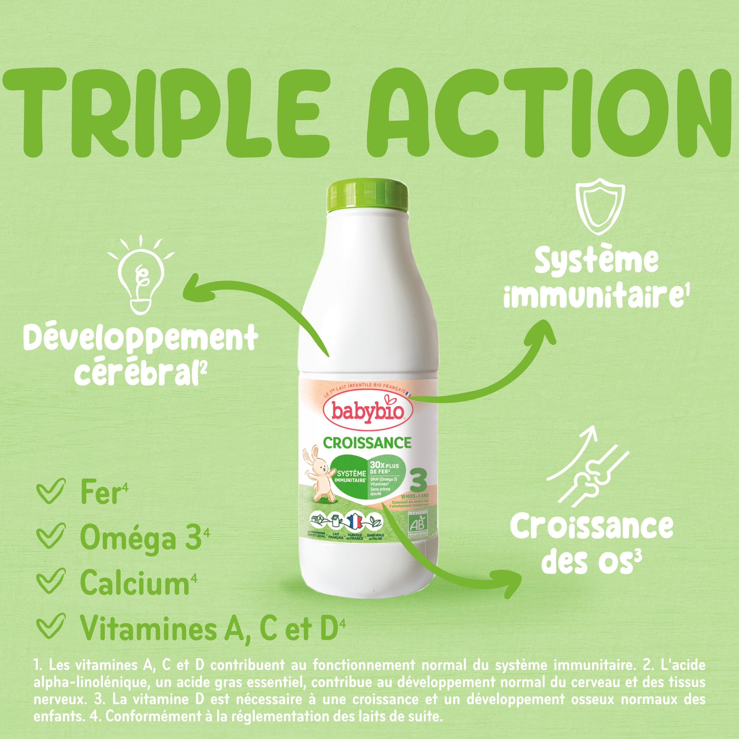 Babybio Croissance Lait de Vache 10 mois 6 x 1L