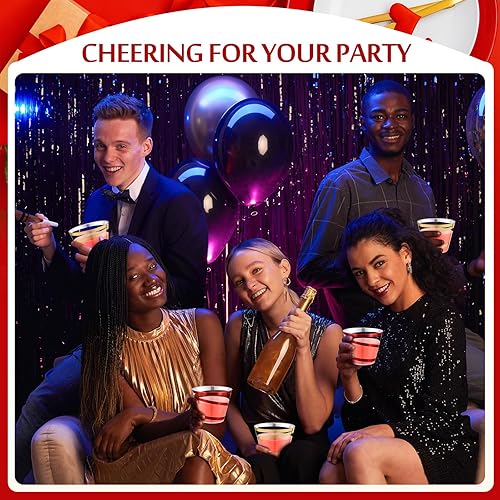 Vista 46 de Gejoy Vasos de plástico con borde de 9 onzas, vasos desechables para beber vino, vasos transparentes y elegantes de Halloween para suministros