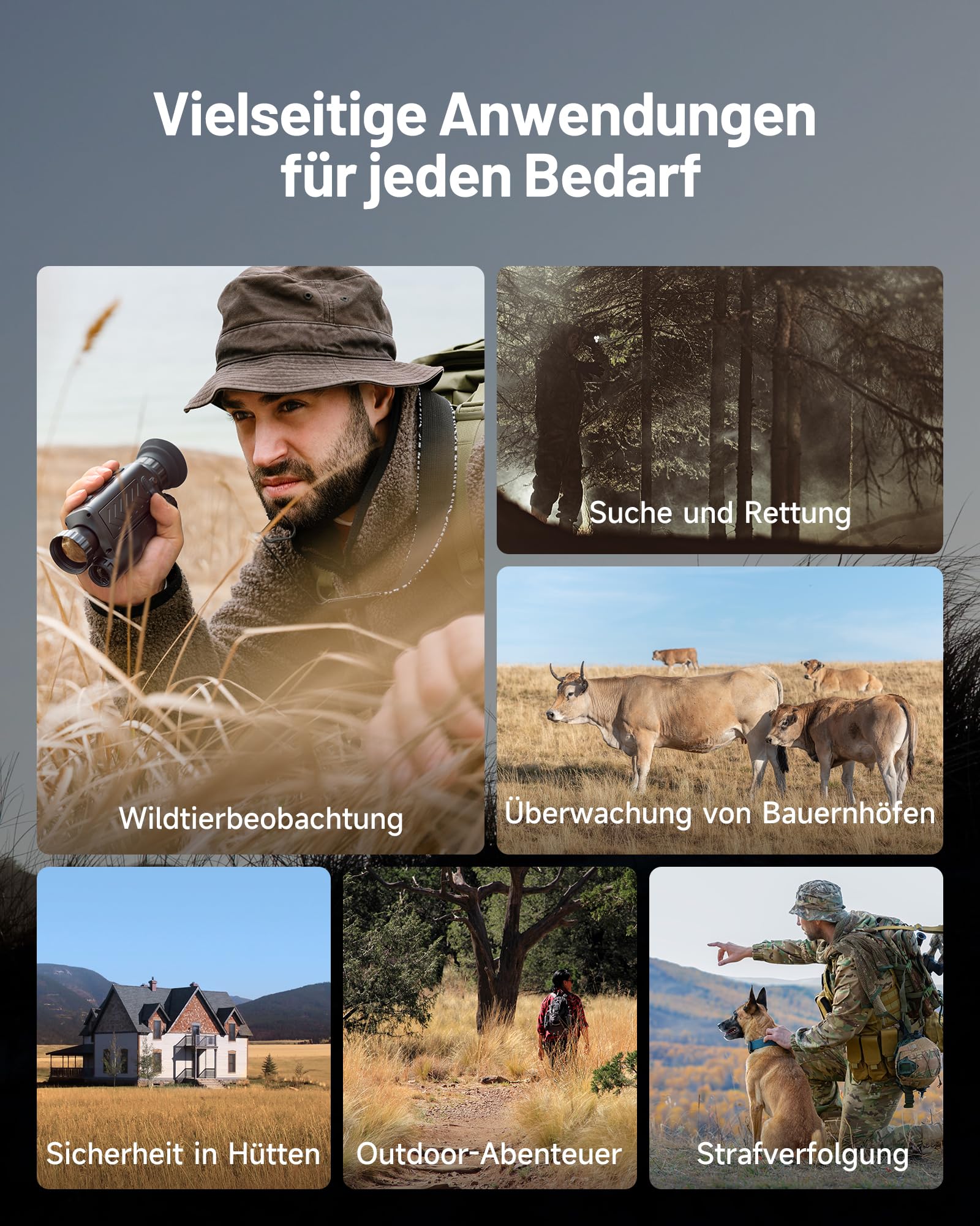 TOPDON TS005 Wärmebildkamera Jagd, 384x288 IR-Auflösung, 35mm verstellbares Objektiv, 600m Laserentfernung, 50Hz Wärmebild-Nachtsicht-Monokular, 64GB Speicher, für Tierbeobachtung & Outdoor-Erkundung