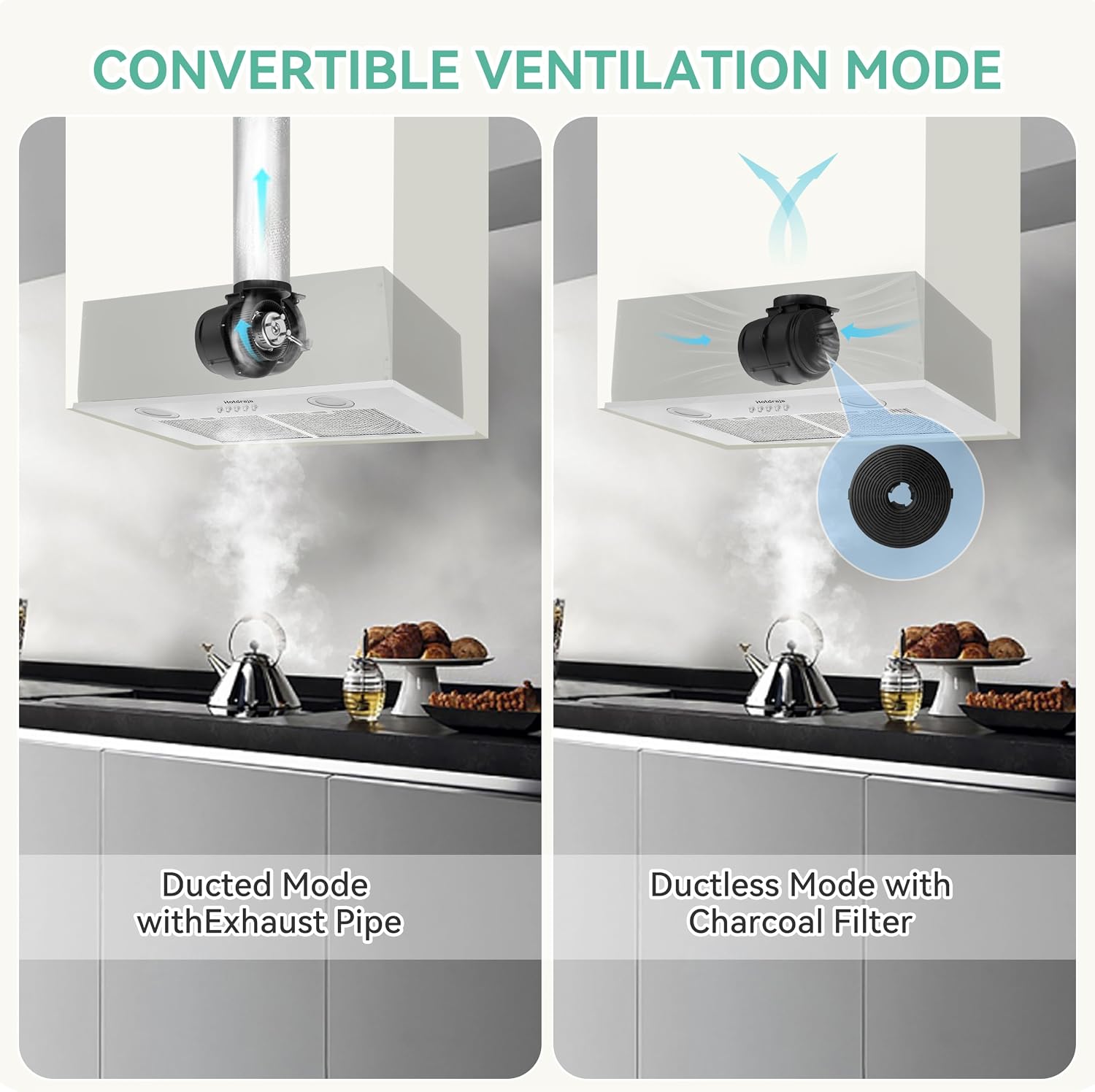 Range Hood Insert 400CFM Build-In/Insert Stainless Steel Kitchen Vent Hood |3-Speed Controls |Gesture & Touch Control LED Lights| 6 Layers Grease Filters|Ducted/ductless Convertible (30 Inch)