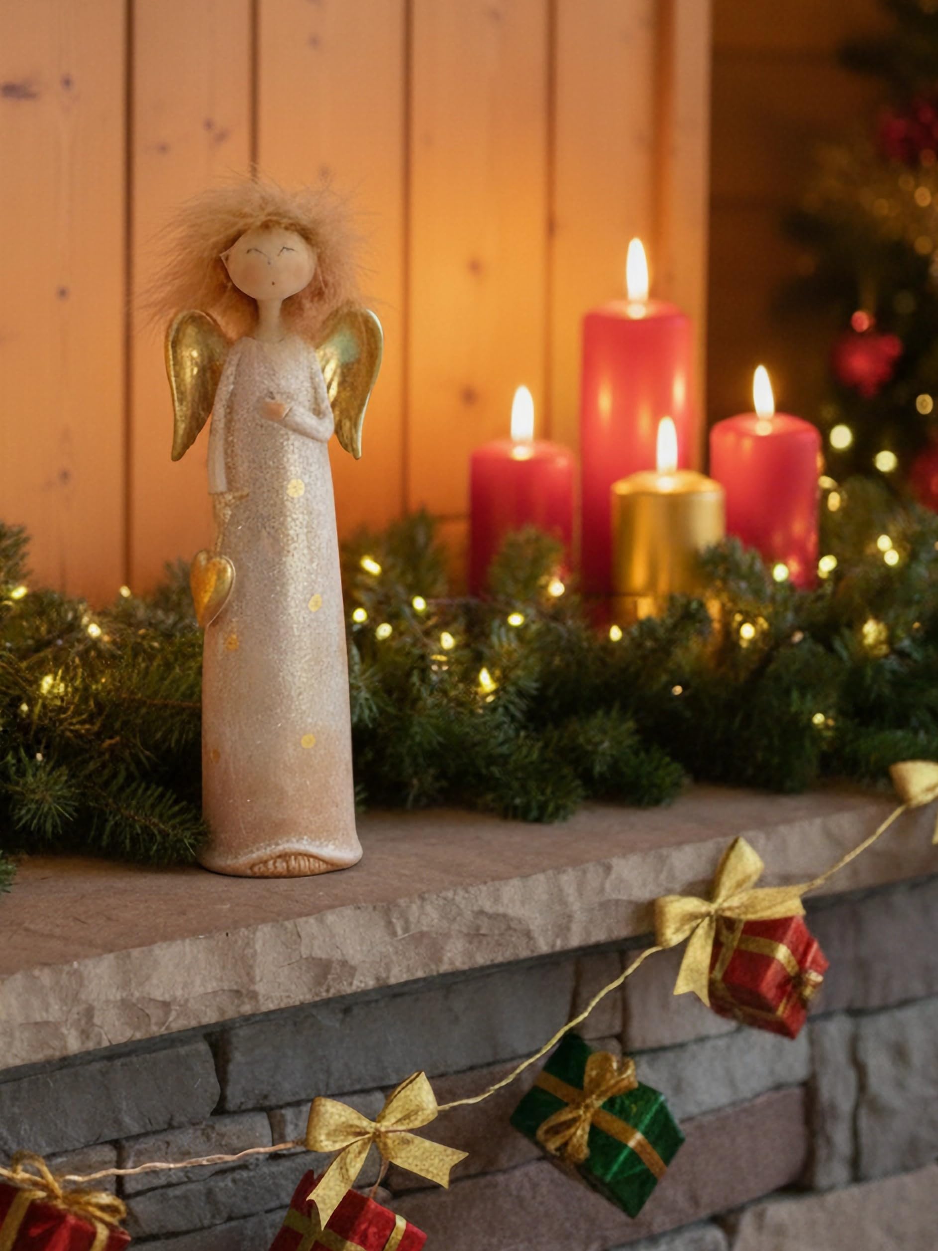 Pommerntraum ® | verrückter Engel Weihnachtsengel Schutzengel Guardian Angel Weihnachtsfigur Dekorationsfigur Schreibtischfigur NORMAL KANN JEDER (mit Herzchen)