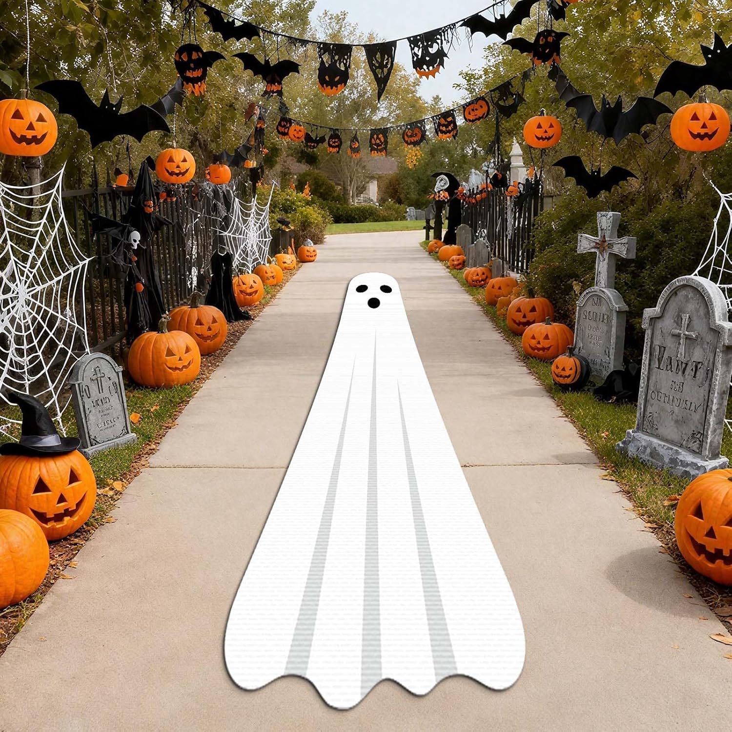 Hallway Washable Runner Rug,2 * 9.8Ft Washable Rug,Kitchen Non-Slip Rug,Holiday Fall and Winter Decorations,Suitable for Hallway Living Room Bathroom Horror-Themed Party