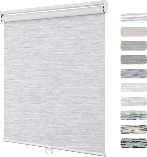 BERISSA Persianas opacas sin cordones de jacquard a rayas, para ventana, protección UV, tela de privacidad, con desplegable personalizable, para