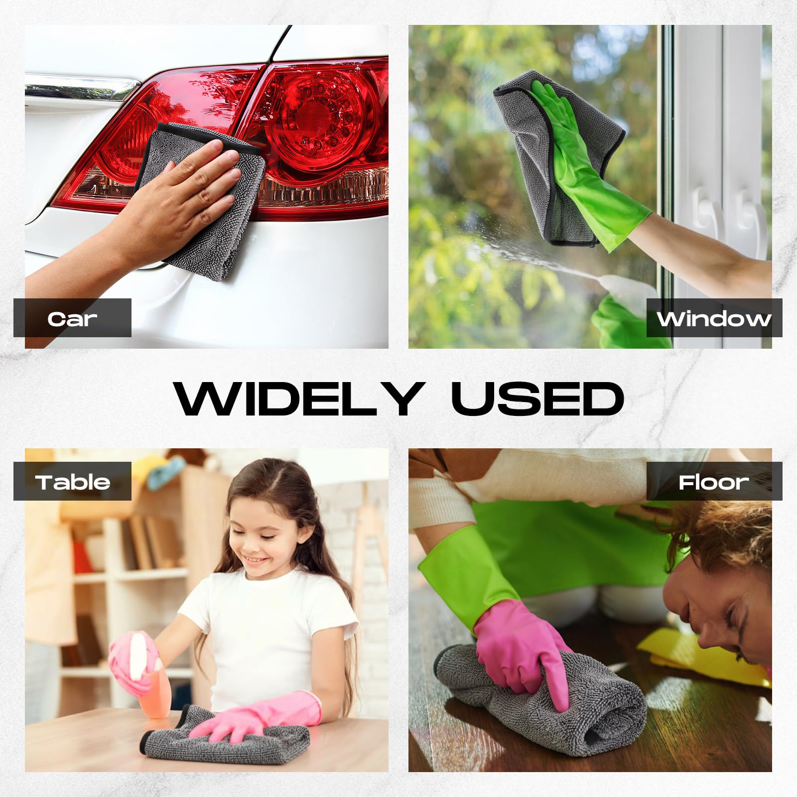 Peryiter 6 Pack Bath Wipes Shower Cleaning Cloths 16x16 Inch Car Drying Towels Absorbent Microfiber Shower Towel Drying Cleaning Cloths for Window Car Glass Shiny Surface