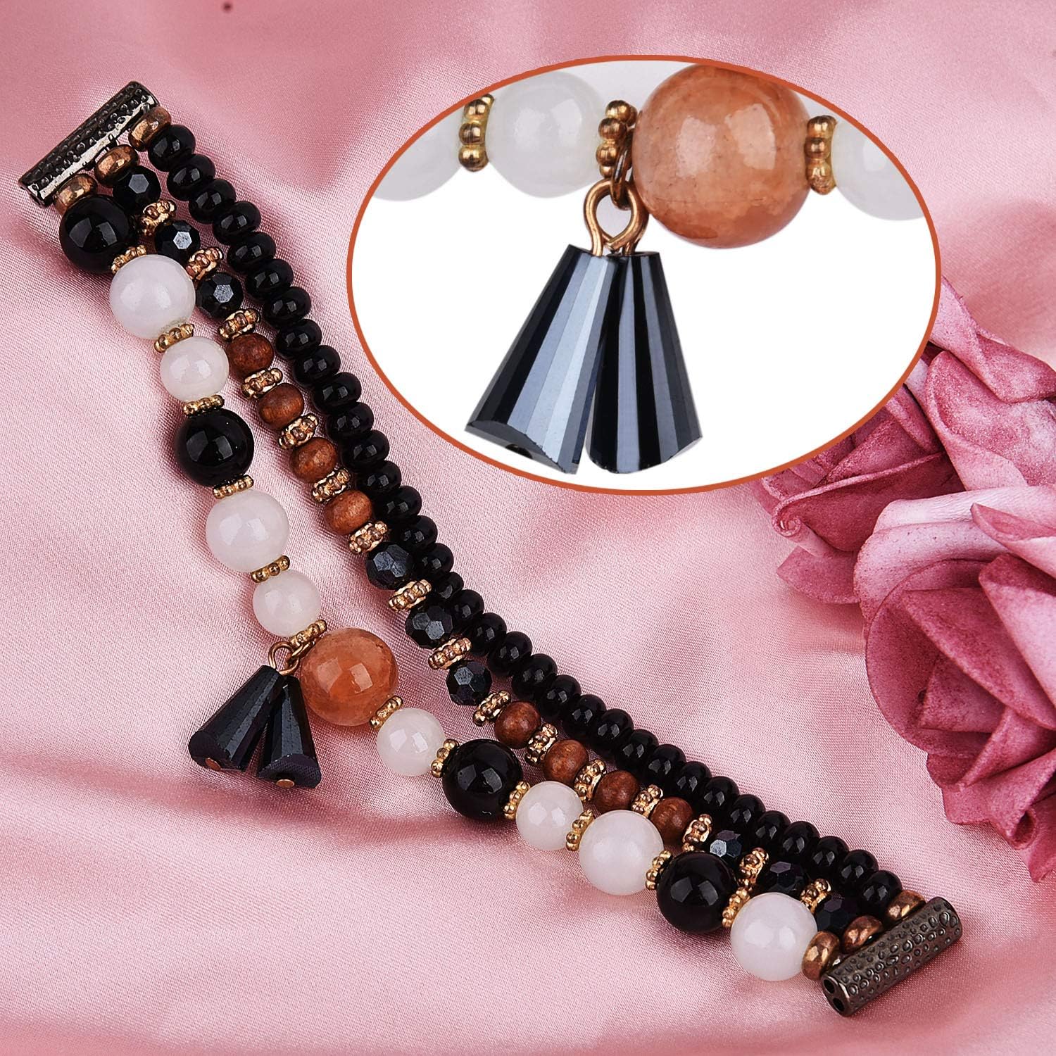 MOFREE Compatible for Samaung Galaxy Watch Active 2 40mm 44mm/Watch 4 40mm 44mm/Watch 4 Classic 42mm 46mm, 20mm Handmade Fashion Elastic Beaded Bracelet Replacement for Samaung Galaxy Watch 3 41mm Watch Bands Women Girl