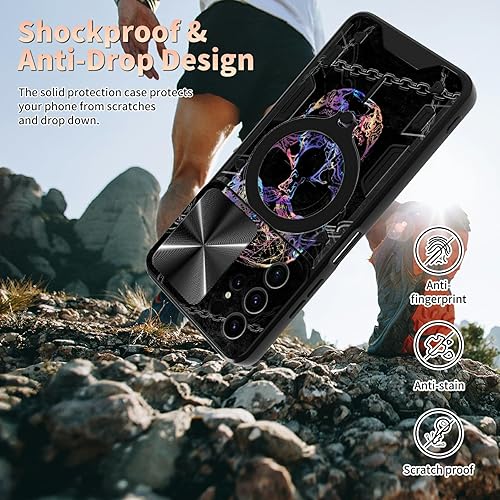 Miniatura 5 de Funda para Samsung Galaxy S22 Ultra Kickstand con protector de pantalla, cubierta deslizante para cámara integrada con soporte de anillo giratorio