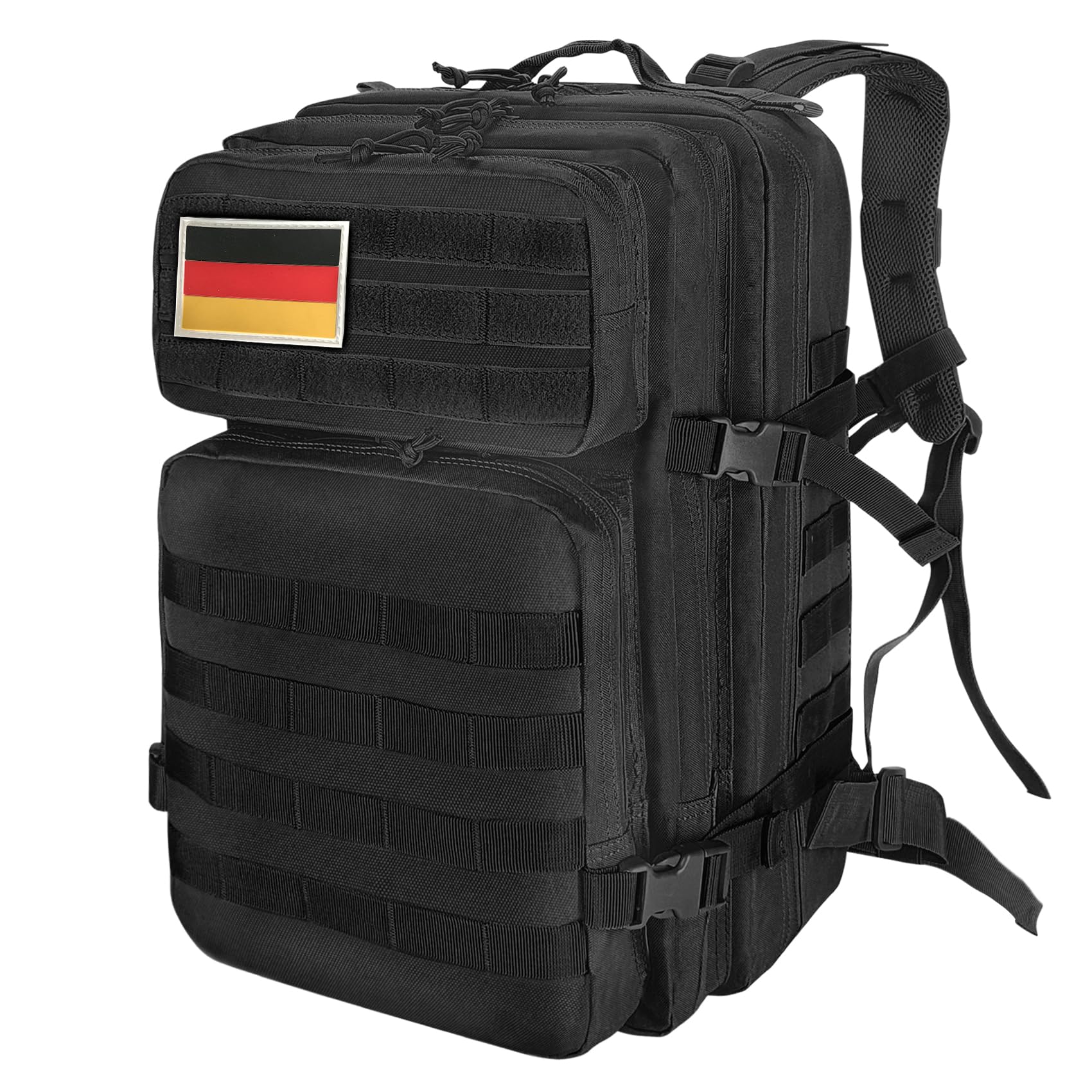 Militär Rucksack Herren,45L Groß Rucksack Wasserdicht Outdoor Assault Survival Wanderrucksack Herren, Taktischer Backpack Geeignet für Jagd,Wandern,Camping und Andere Outdoor-Aktivitäten (Schwarz)