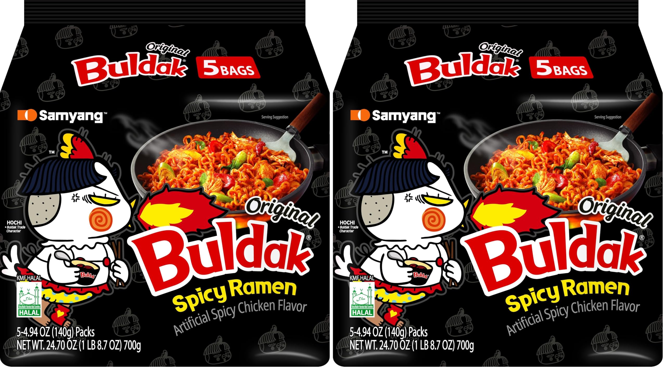 Samyang Buldak Korean Hot Spicy Chicken Stir-Fried Ramyun Noodles 4.94 oz (Pack of 10)