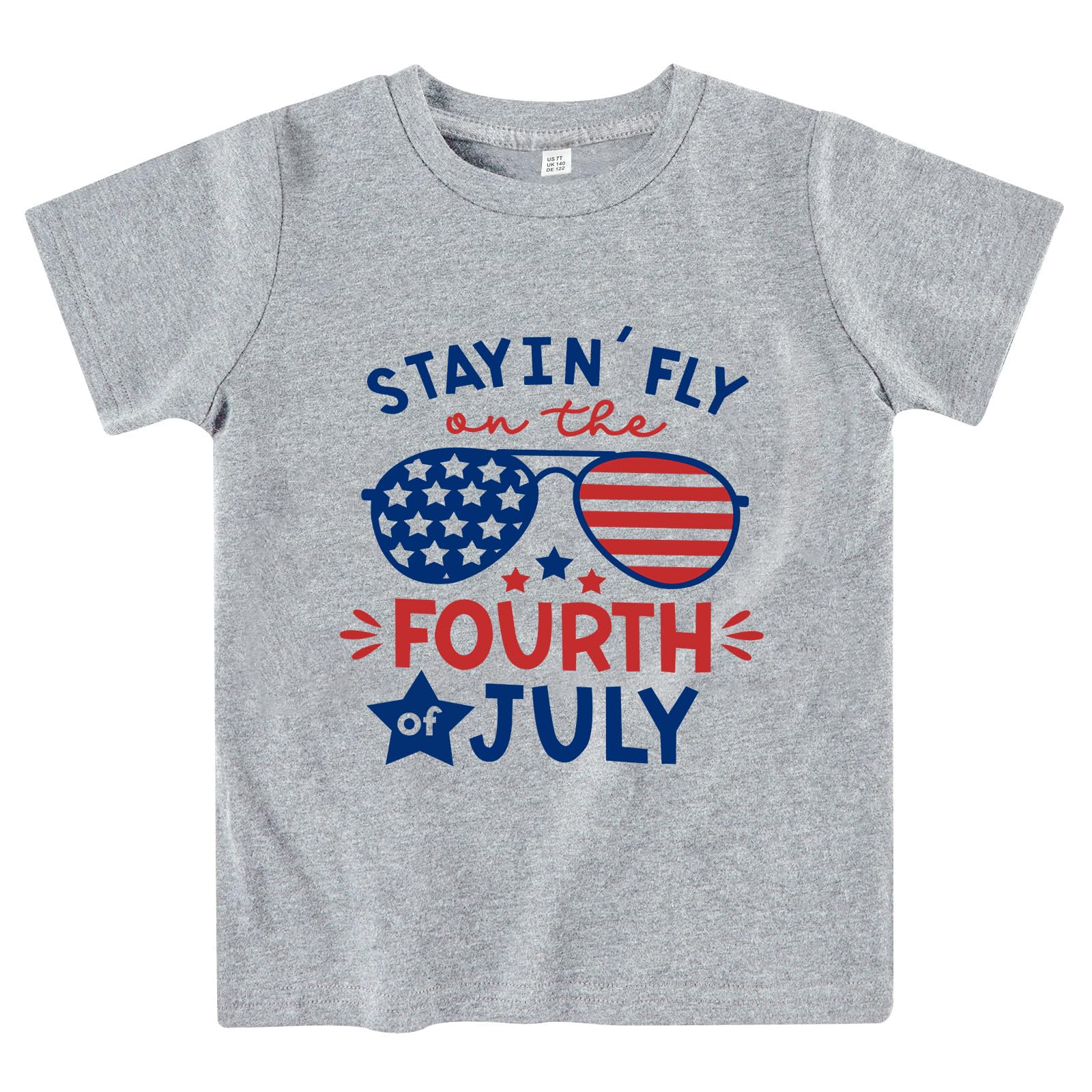 Boys Girls 4th of July Shirts American Flag Tees Kids Patriotic Independence Day Memorial Day Tops 2-7 Years