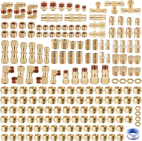 220Pcs Brass DOT Air Line Fittings Push Lock Air Fittings