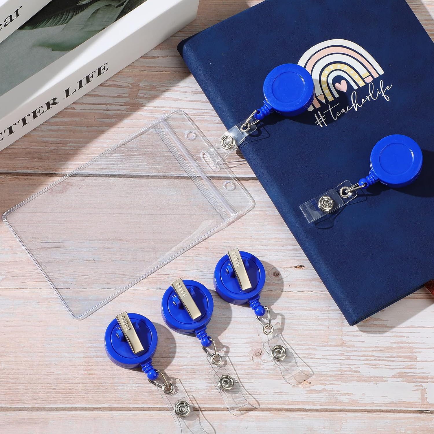 Zonon 50 Pieces Retractable Badge Holder Reels with Swivel Alligator Clip, ID Card Holder Name Badge Reel Clips for Students Teachers Office Workers (Blue) - Image 6