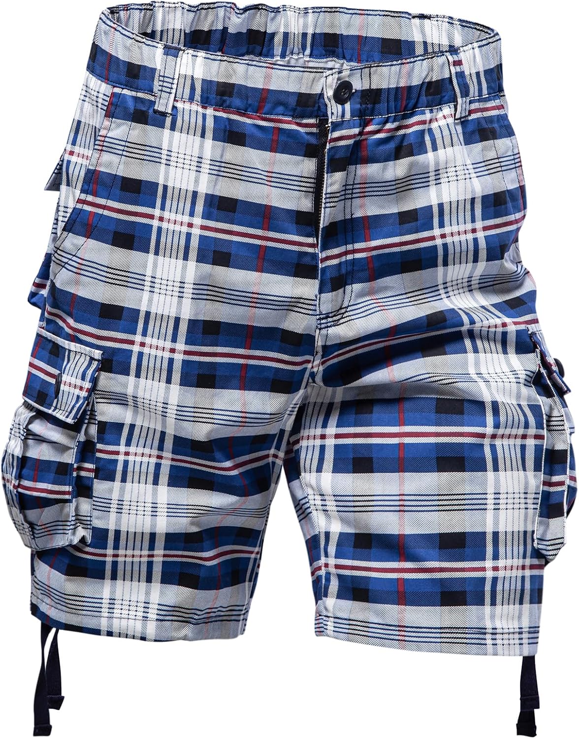 Mylldey Mens Plaid Shorts Relaxed Fit Mens Cargo Shorts Bermudas para Hombres Elastic Waist Cotton Men's Short Casual