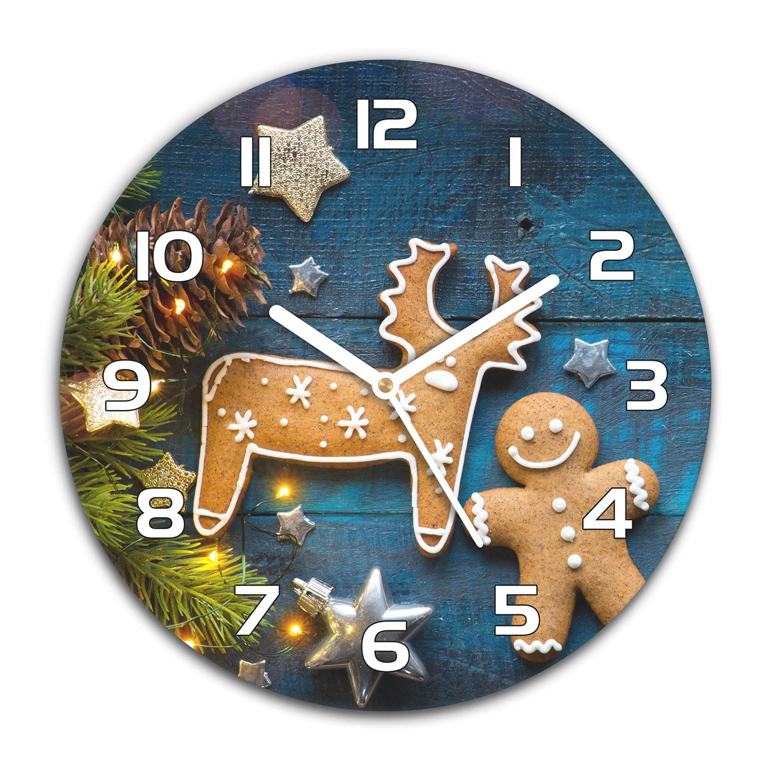 Horloge de Noël en verre pour cuisine et salon moderne avec motif pain d'épices