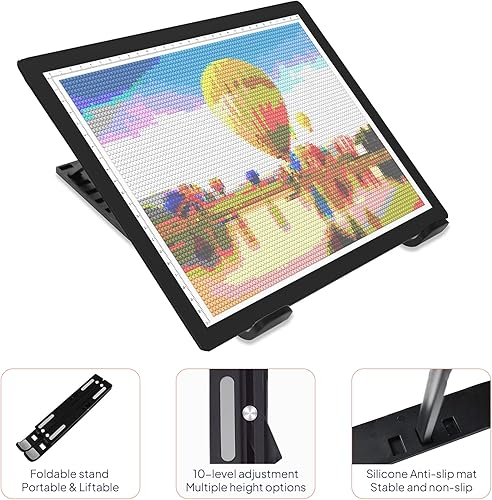 Miniatura 5 de iVyne Almohadilla de luz A4 con cable para pintura de diamantes y proyectos de arte, tablero de luz LED con accesorios de arte de diamante, tablero