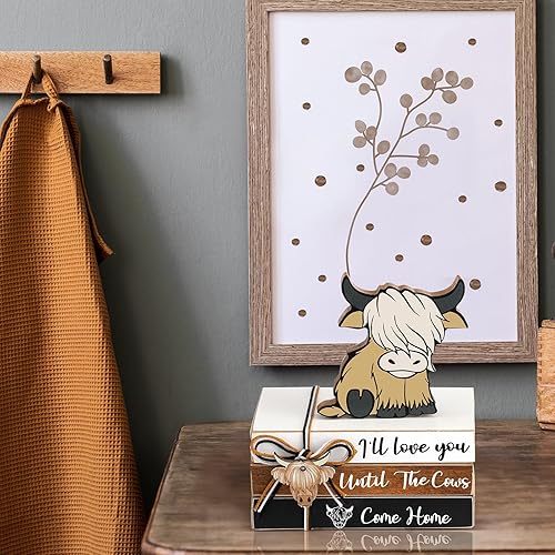 Miniatura 7 de Yookeer 4 piezas de decoración de bandejas escalonadas de fútbol, mini pilas de libros de madera, decoración de mesa de fútbol para decoración del