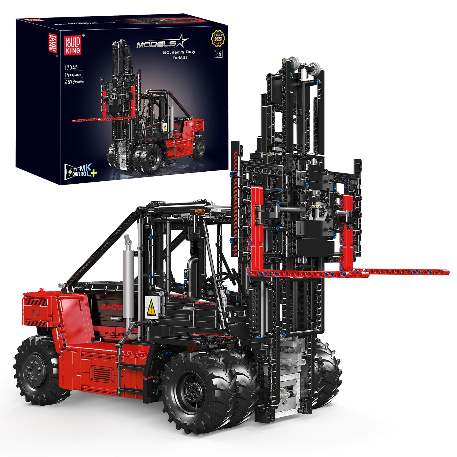 Mould King 17045 giocattolo per carrello elevatore, in scala 1:6, modello di carrello elevatore radiocomandato, regalo giocattolo per bambini dai 14 anni in su (4579 pezzi)