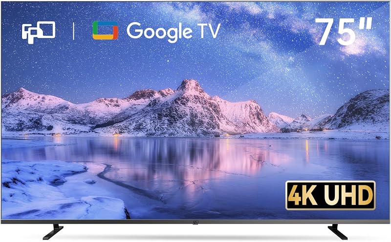 Smart TV FPD de 75 pulgadas, Google TV LED 4K UHD, HDR 10, Televisión MEMC | Google Play Google Cast integrado, Dolby Atmos y Vision, control remoto con asistente de voz, televisor de pantalla plana parlantes duales de 12 W