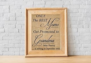 Christmas Gift Ideas, Christmas Personlised Gift, Only The Best Moms Get Promoted To Grand Ma Burlap print, Pregnancy Announcement to Grandma,, Grandma gift, Gift for Grand mother -Burlap Wall Art -1B(Frame Not Included)