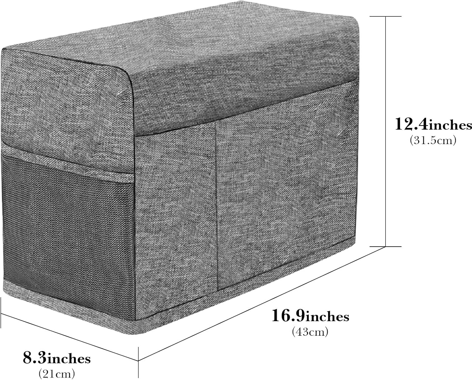 Sewing Machine Dust Cover with 4 Storage Pockets, Protective Fabric Cover for Sewing Accessories, Fits Most Standard Household Small Sewing Machines (Grey)