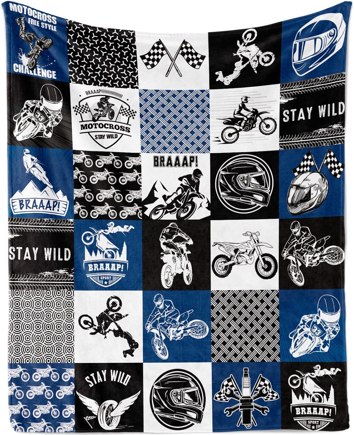 Motorcycle Blanket Throw, Motocross Rider Blanket for Boys