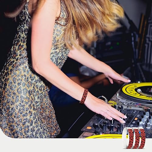 Miniatura 5 de Tyvek - Pulseras para eventos, diseño creativo colorido de leopardo, pulseras de papel de 34 pulgadas, paquete de 250 unidades para fiestas, grupos,