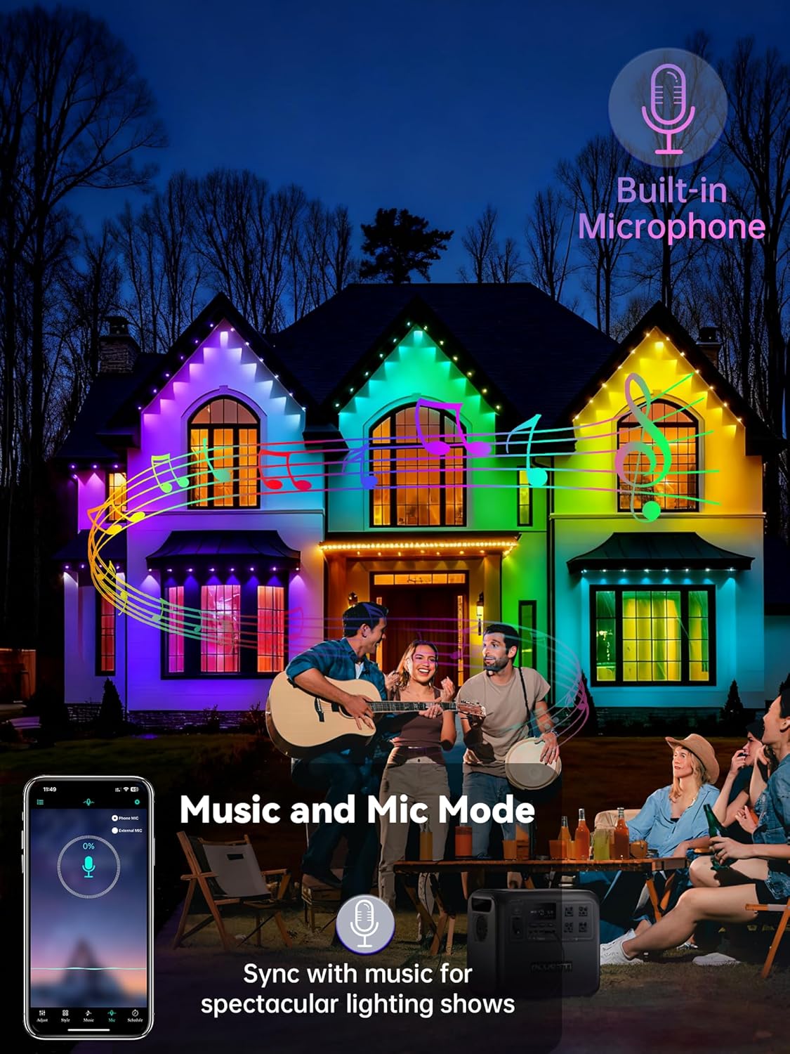 200FT Permanent Outdoor Lights, Smart RGB Eave Lighting for House, IP67 Waterproof LED Outside House Lights with App/Remote Control, for Christmas, Holiday Decor, Party, Daily - Image 7