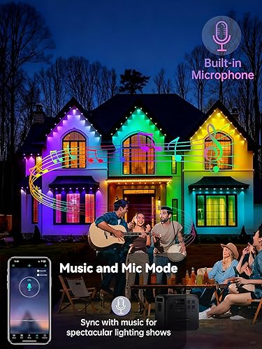 Miniatura 7 de Luces RGB permanentes para exteriores, IP67 impermeables, luces LED con aplicación inteligente y control remoto, modos de escena de bricolaje,
