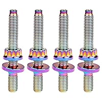 Vista 15 de Tornillo de titanio M8/M10x45 54 55 2.559 in paso 1.25 kit de pernos colector de escape automotriz tornillos, tuercas y arandelas kit de 4 piezas Oro